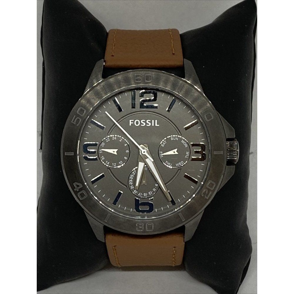 Fossil BQ2297 Men's Brown Leather Gray Analog Dial
